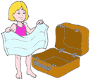 disegno di bimba che prepara la valigia per partire in vacanza